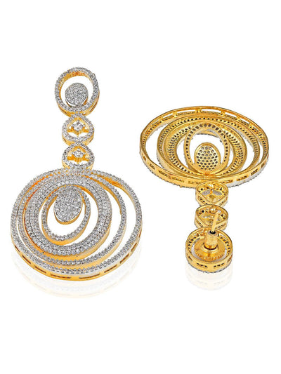 Diamante Cubic Zirconia Loops Dangler Earrings 