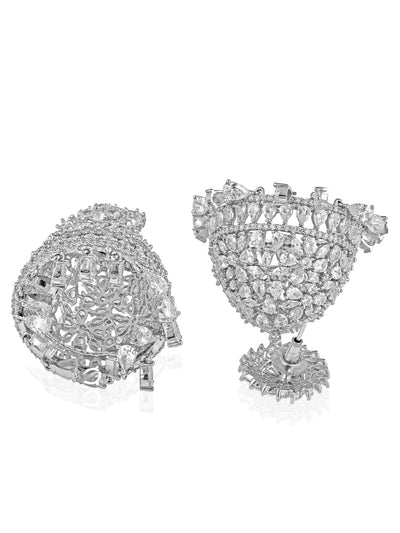 Diamante Cubic Zirconia Big Dome Jhumki Earrings 