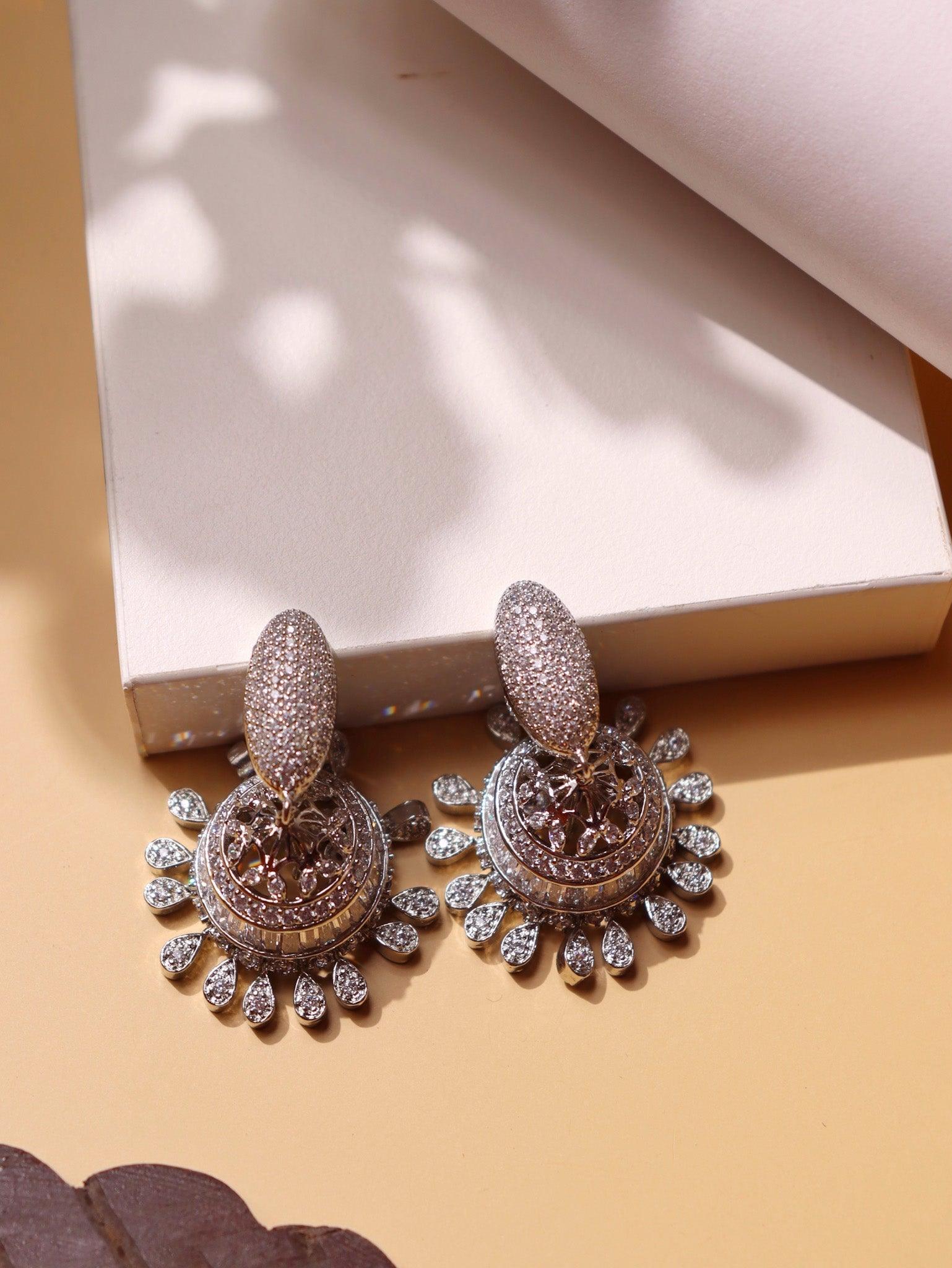 Diamante Cluster Cubic Zirconia Stone Mini Jhumkis 