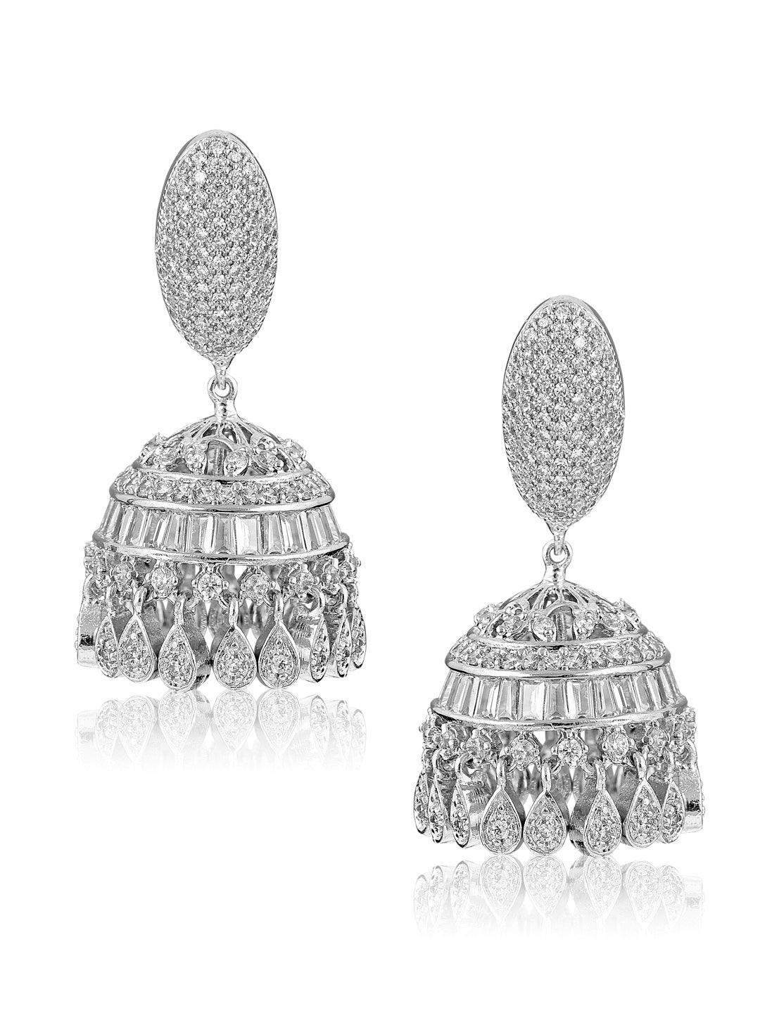 Diamante Cluster Cubic Zirconia Stone Mini Jhumkis 