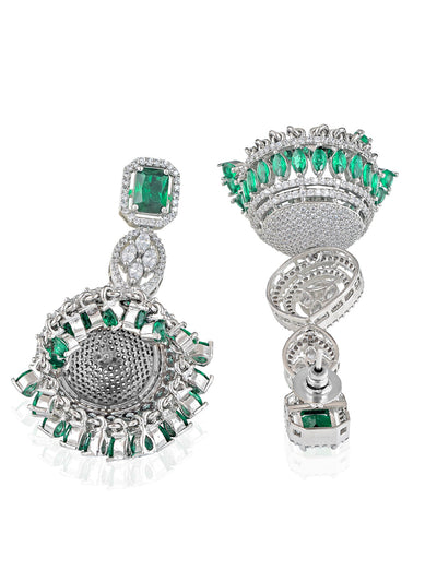 Diamante Emerald Green And Cubic Zirconia Long Earrings 
