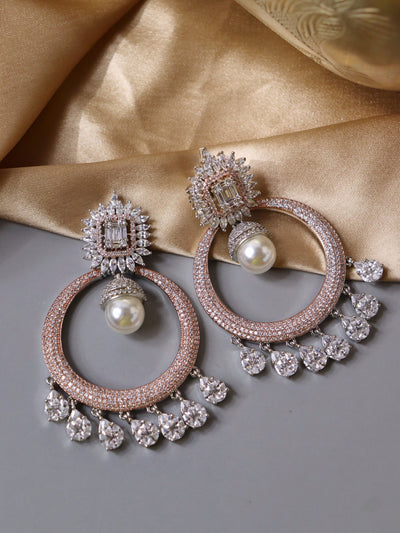Gold Faux Pearl and Diamanté Doorknocker Earrings | New Look