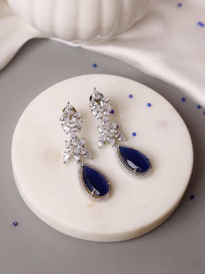 Diamante Deep Blue Drop Earrings 