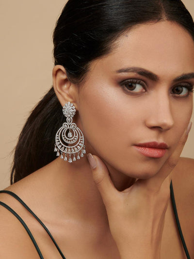 Diamante Double Layered Chandbali Earrings 