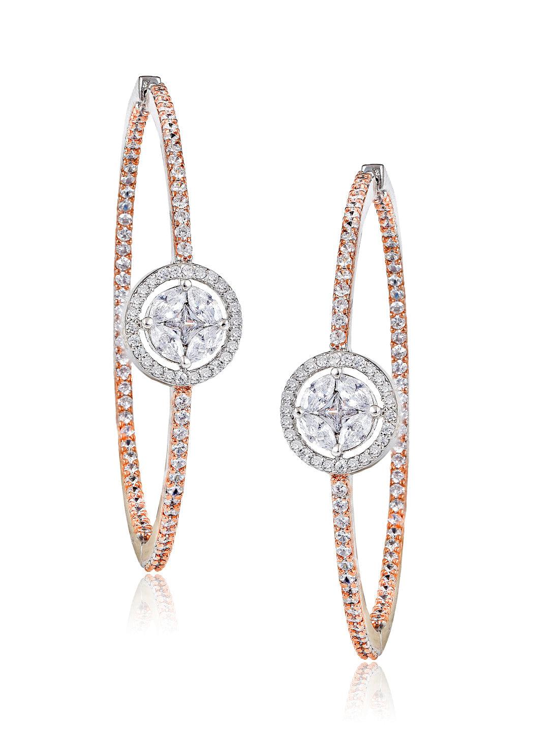 Diamante Cubic Zirconia Hoop Earrings 