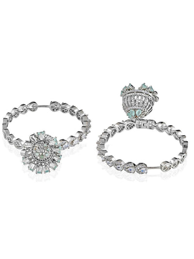 Diamante Mint Green Cubic Zirconia Heart Hoop Jhumkis 