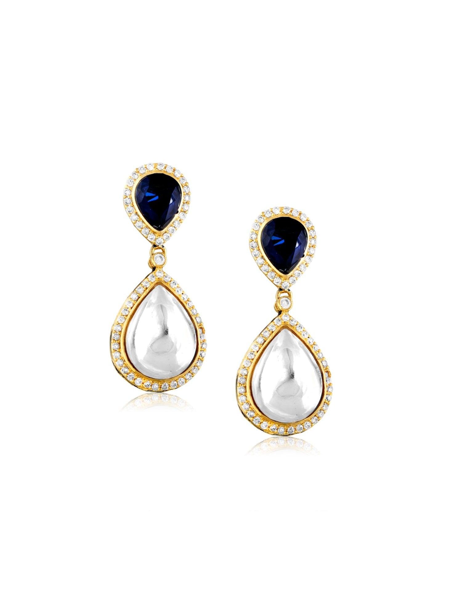 Kundan And Blue Dangler Earrings