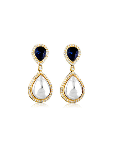 Meira Kundan And Blue Drops Dangler Earrings 