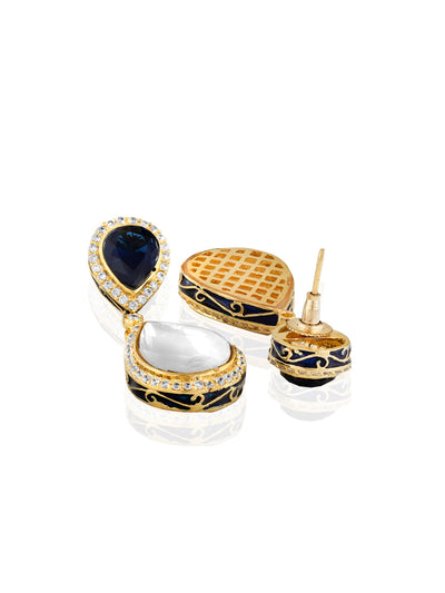 Meira Kundan And Blue Drops Dangler Earrings 