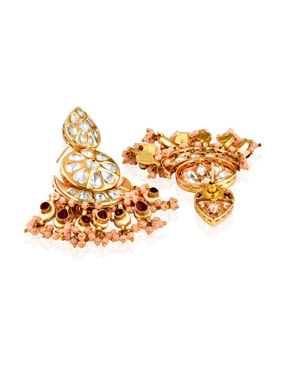 Meira Kundan And Coloured Stones Embellished Chandbali Earrings 