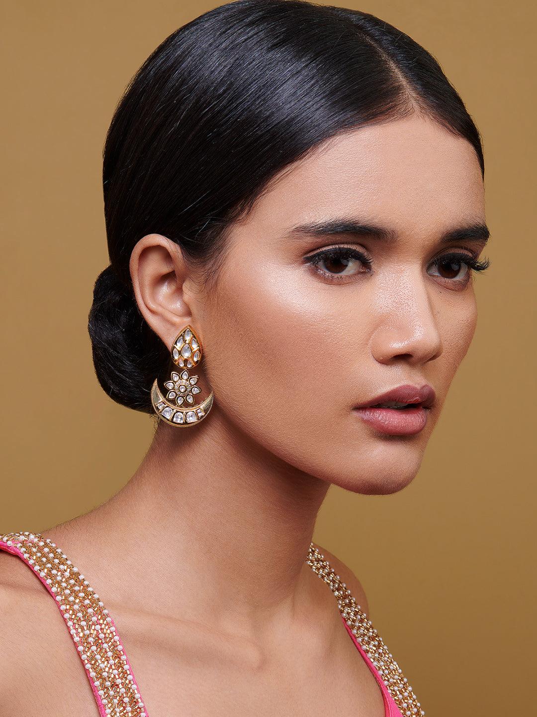  Miera Kundan Chandbali Earrings