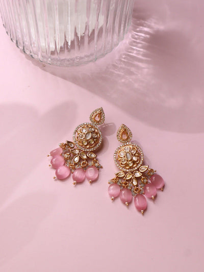  Meira Pink Flourish Kundan Earrings