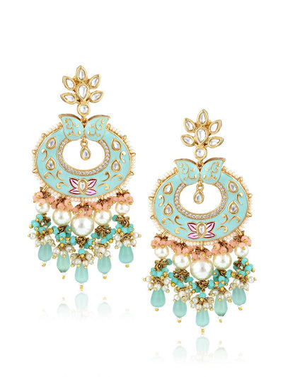 The Bridal Edit - Pastel Blue Enamel Chandbali Earrings 