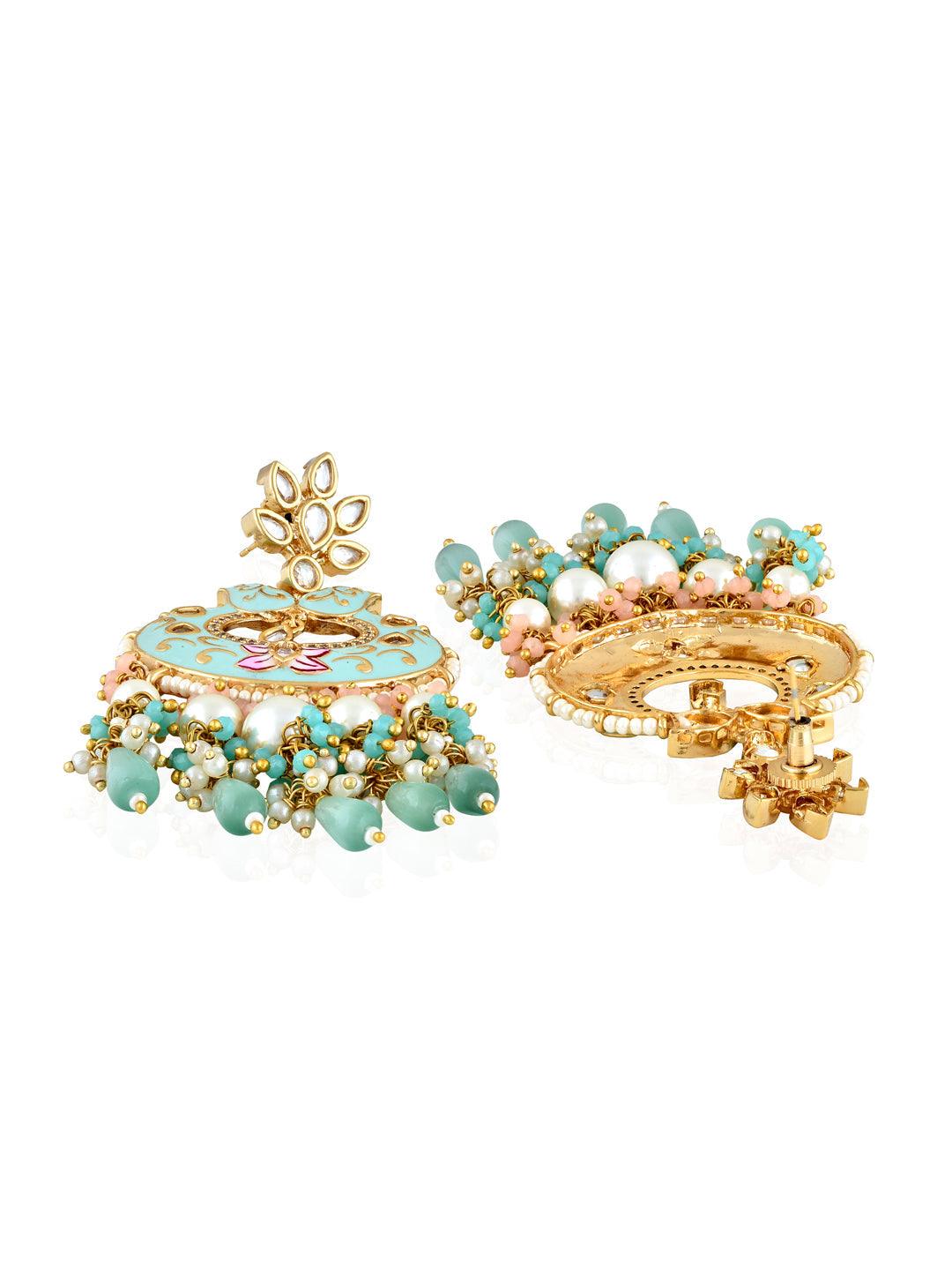 The Bridal Edit - Pastel Blue Enamel Chandbali Earrings 