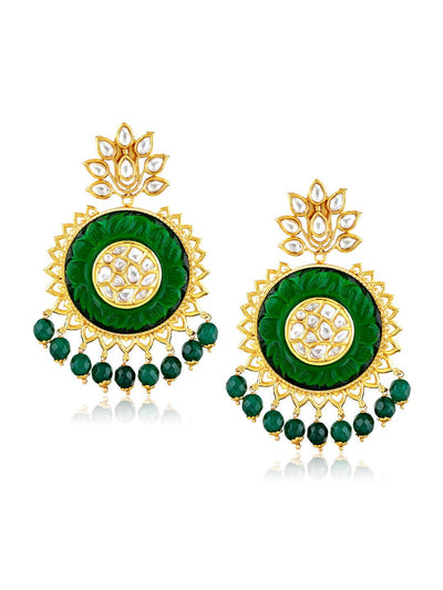 The Bridal Green And Gold Chandbali Earrings 