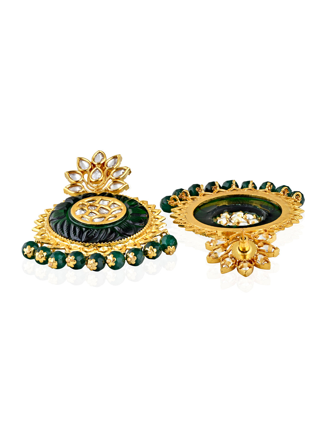 The Bridal Green And Gold Chandbali Earrings 
