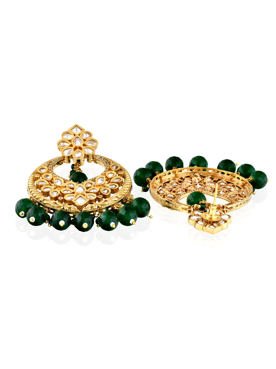Green And Gold Bridal Chandbali Earrings 