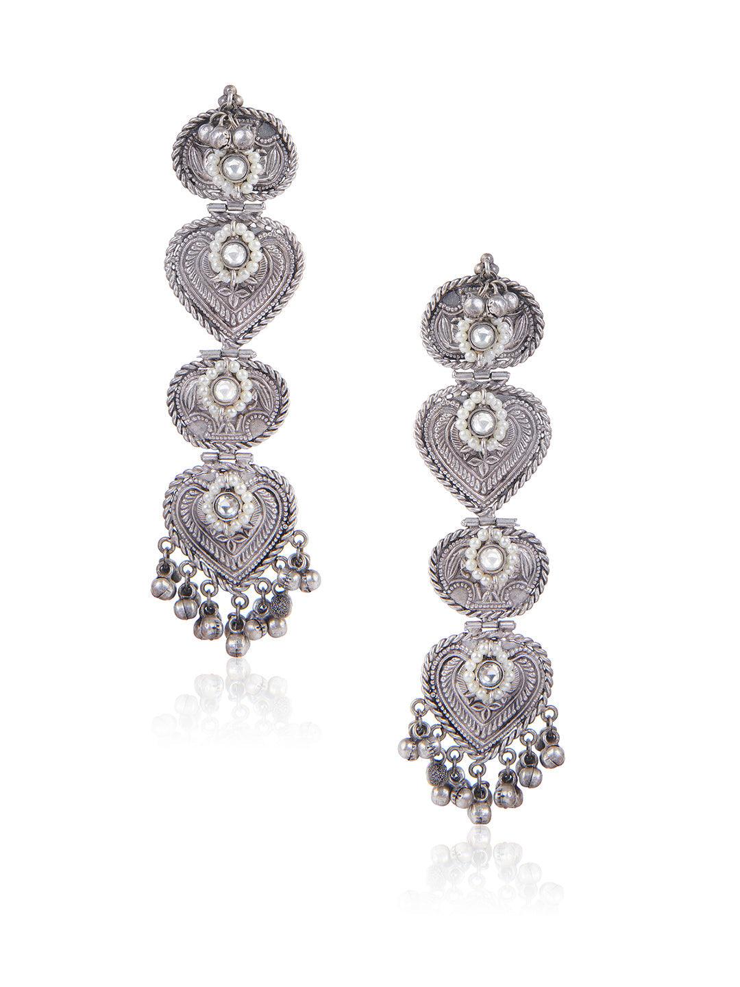 Aria Oxidised Shoulder Duster Earrings 