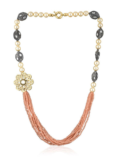 Stone Appeal Long Kundan Brooch Necklace 