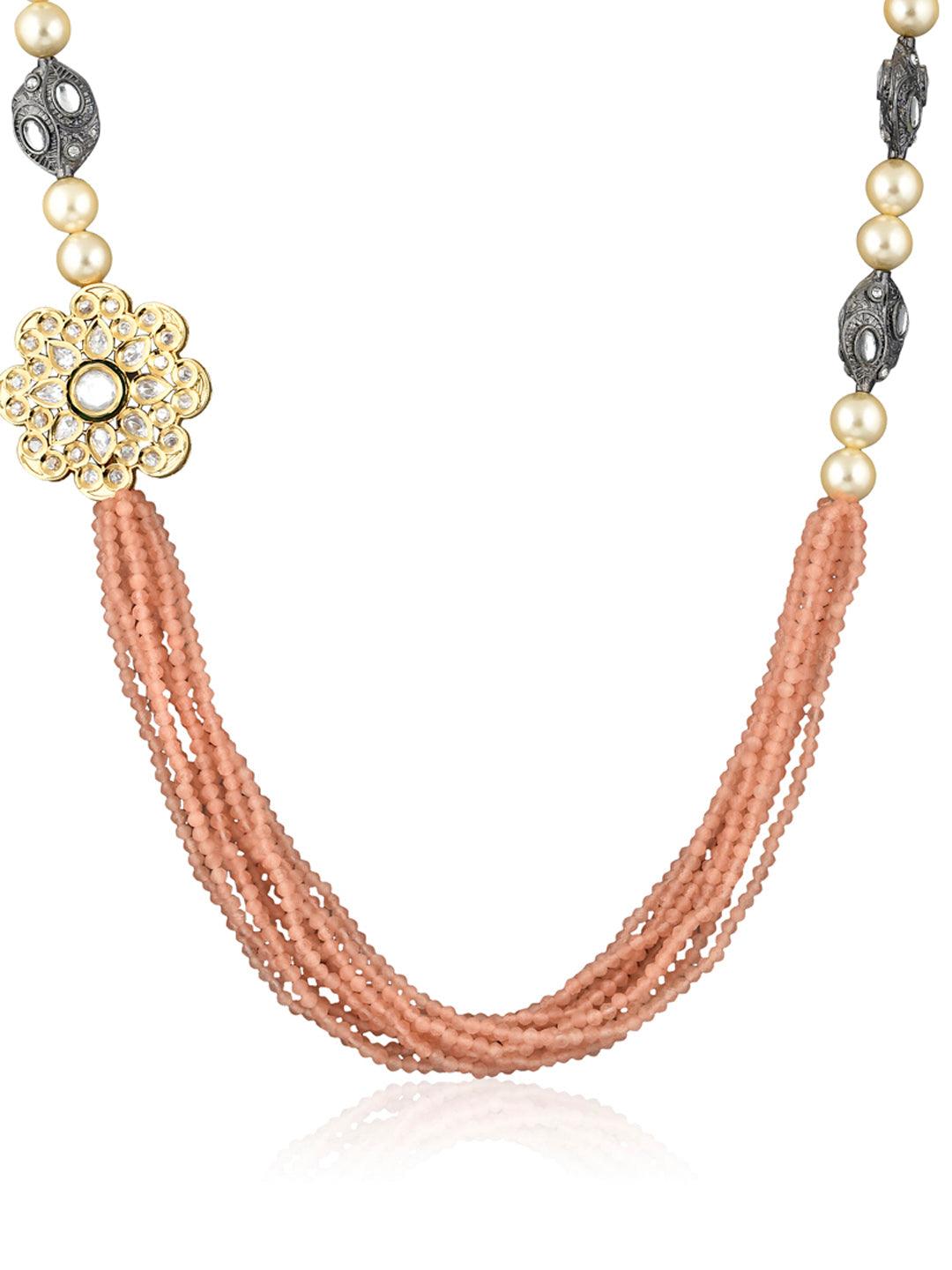 Stone Appeal Long Kundan Brooch Necklace 