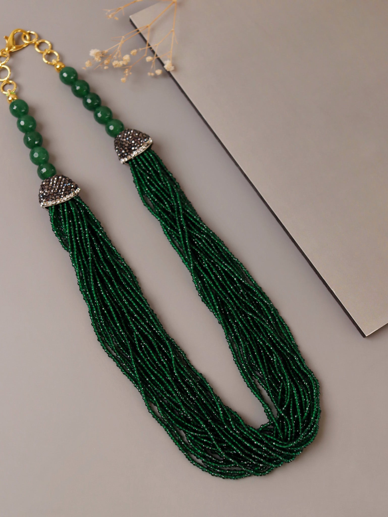  Stone Appeal Multi Deep Green Stone String Necklace