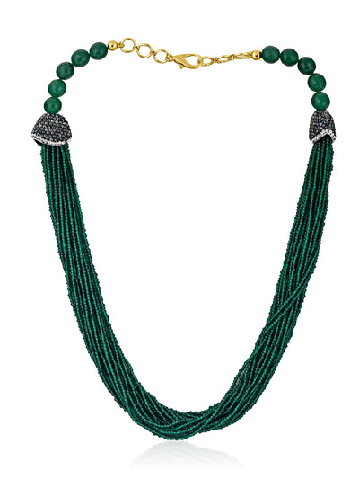 Three Layer Graduated Emerald Bead Necklace