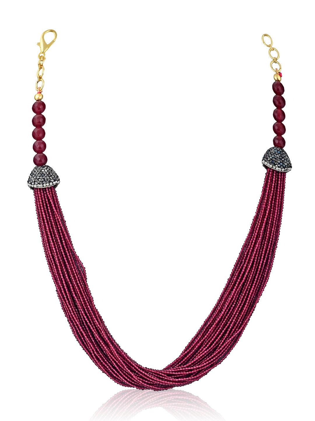 Stone Appeal Multi Deep Red Stone String Necklace 