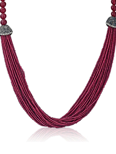 Stone Appeal Multi Deep Red Stone String Necklace 