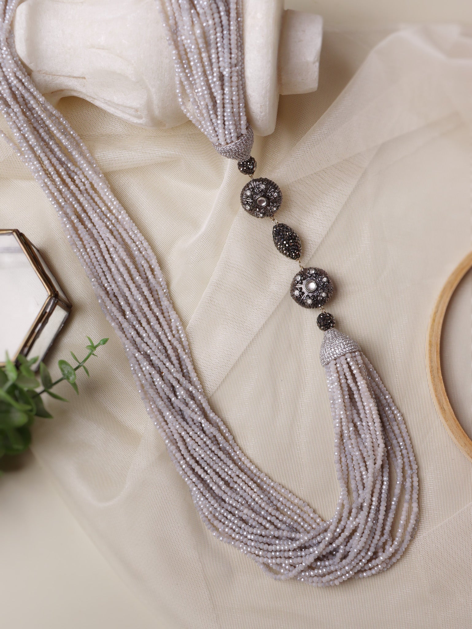  Stone Appeal Strings of Grey Long Necklace