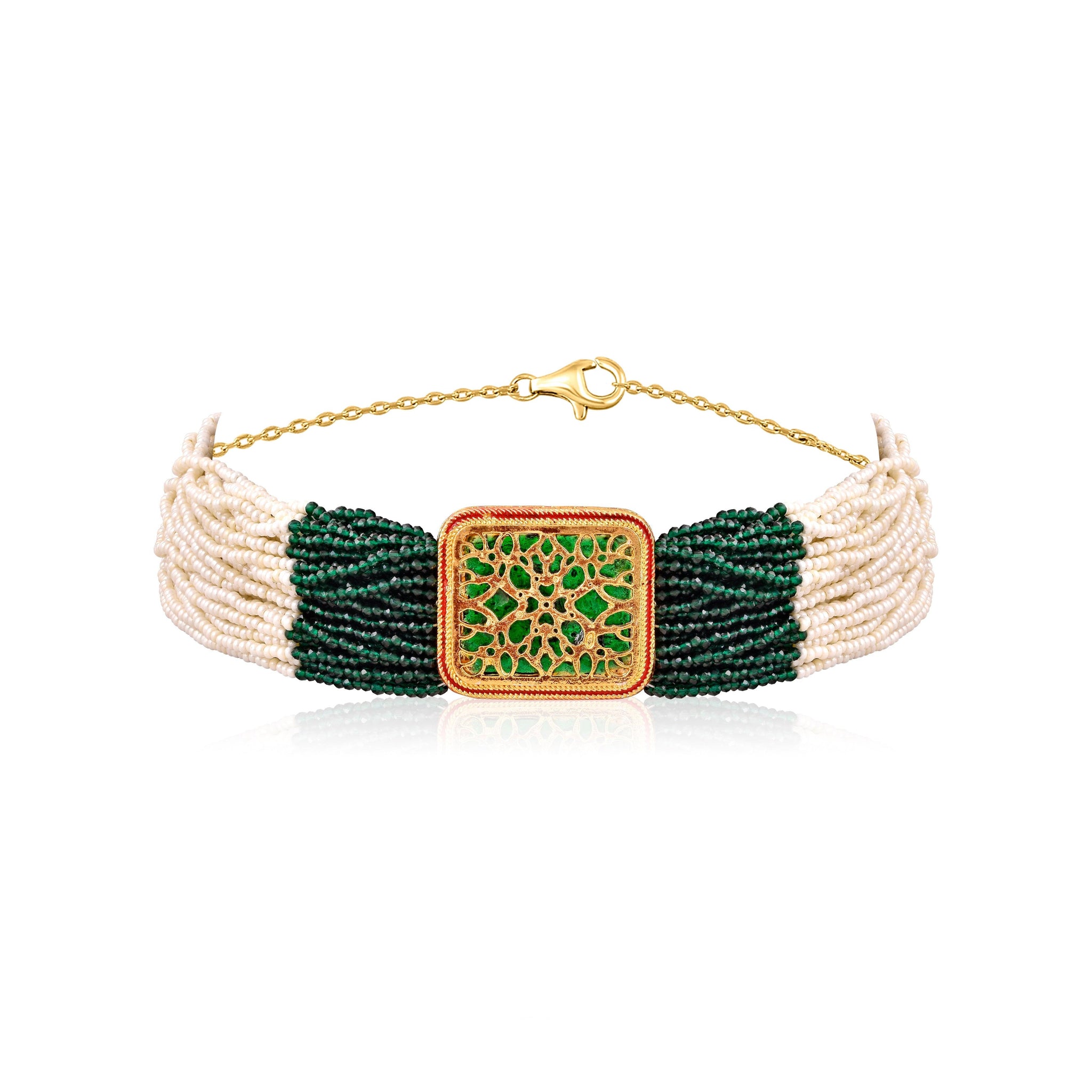  Meira Thewa Pearl and Green Choker