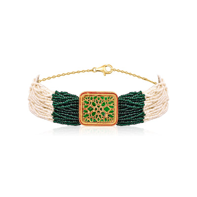  Meira Thewa Pearl and Green Choker