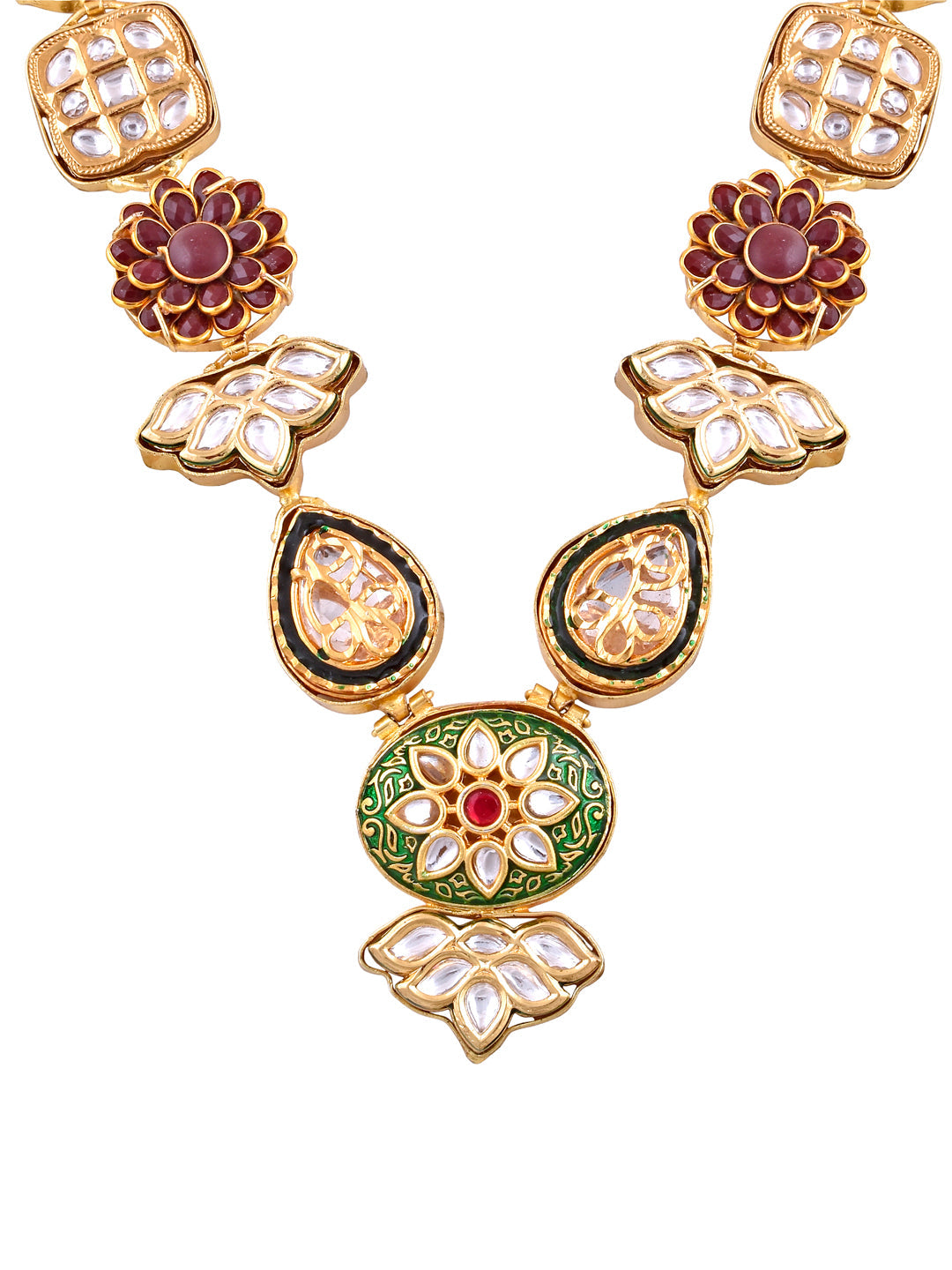 Meira Layered Kundan Floral Necklace 