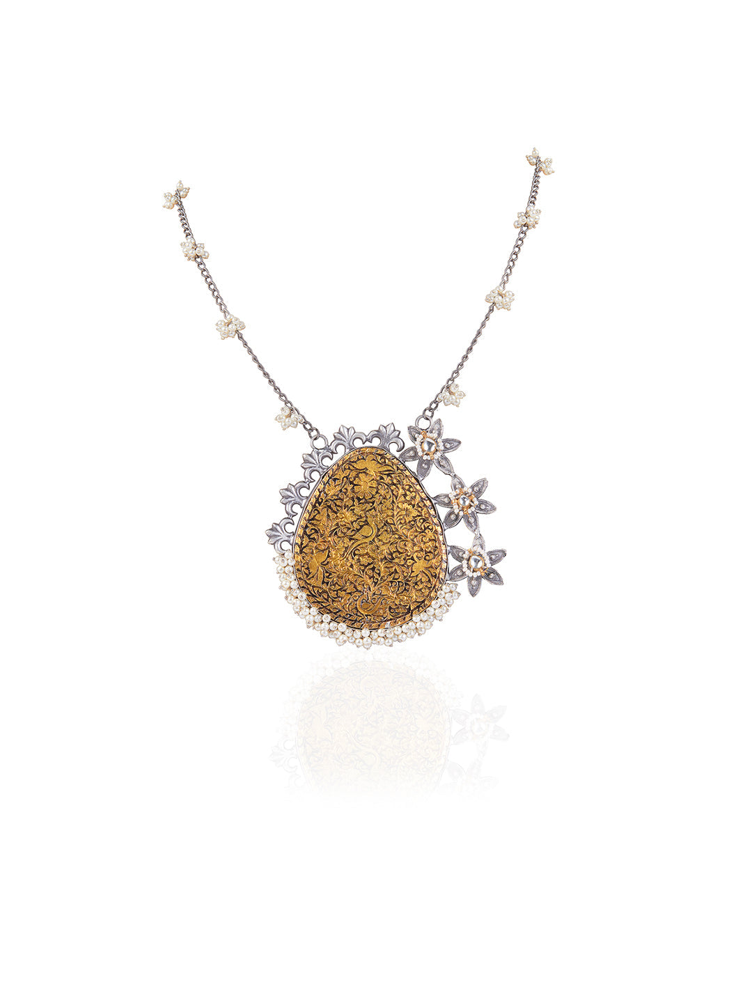 Buy Green Zircons And Stone Embellished Vintage Pendant Necklace by Studio6  Jewels Online at Aza Fashions.