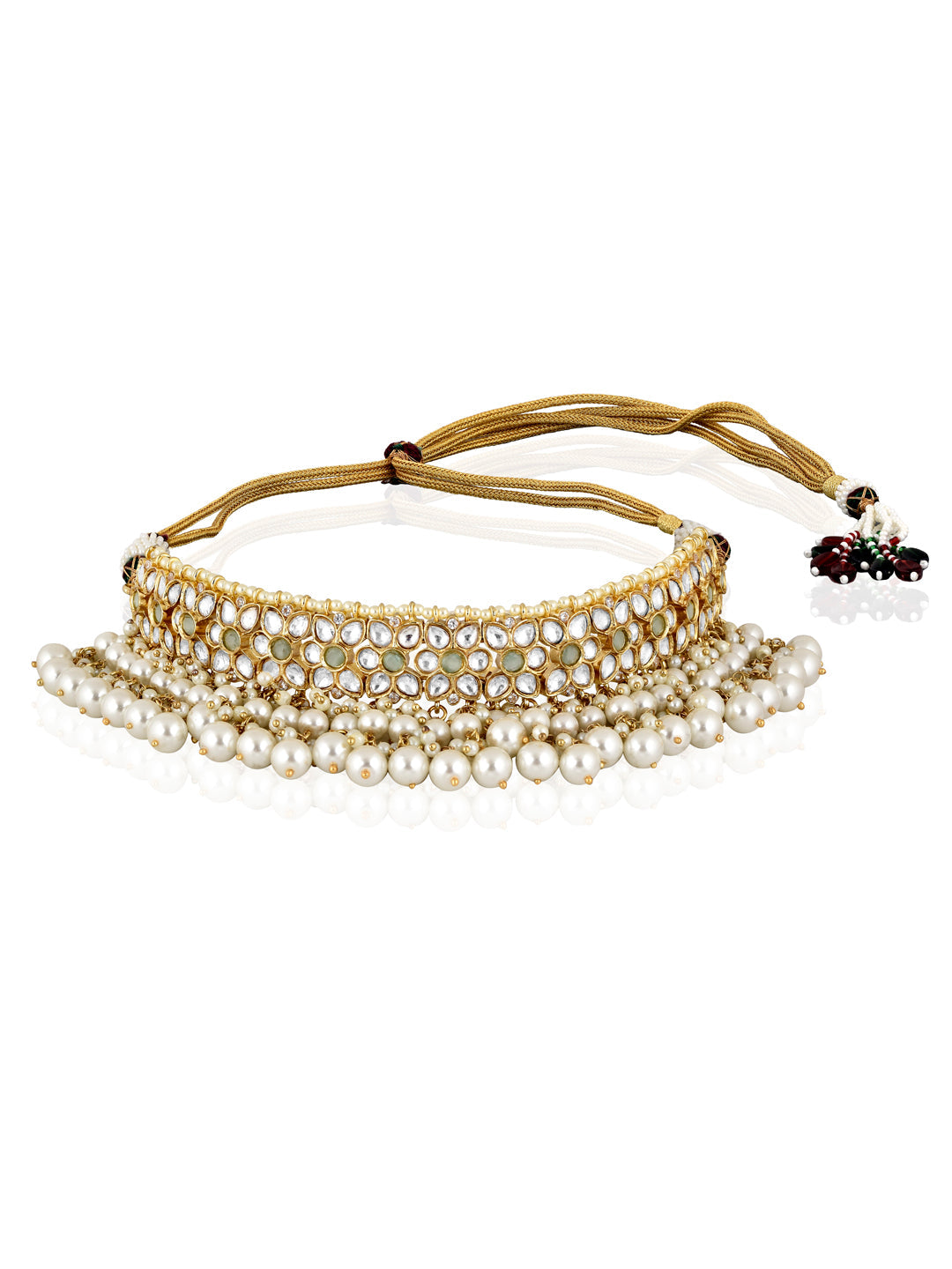 Miera Kundan And Pearls Embellished Choker Necklace Set 