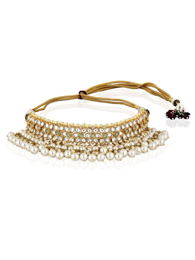 Miera Kundan And Pearls Embellished Choker Necklace Set 