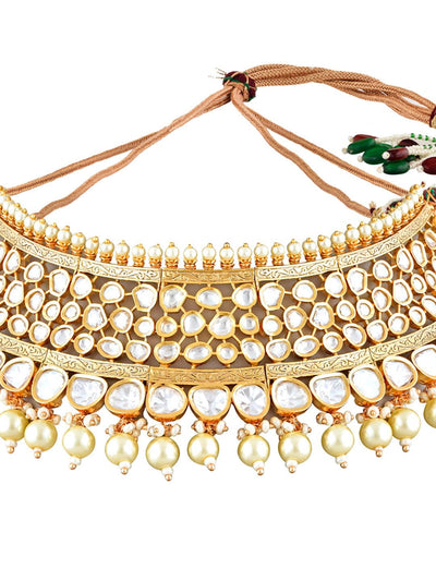 Kundan And Pearls Embellished Bridal Choker Set 