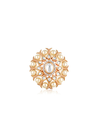  Miera Kundan And Pearls Embellished Ring