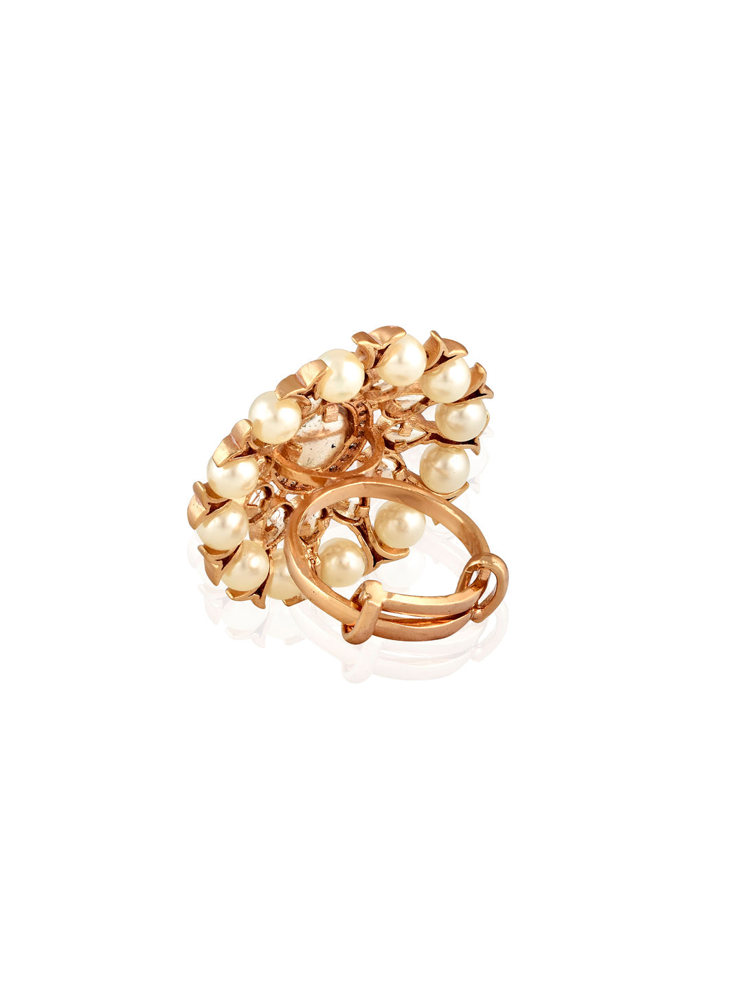Miera Kundan And Pearls Embellished Ring 