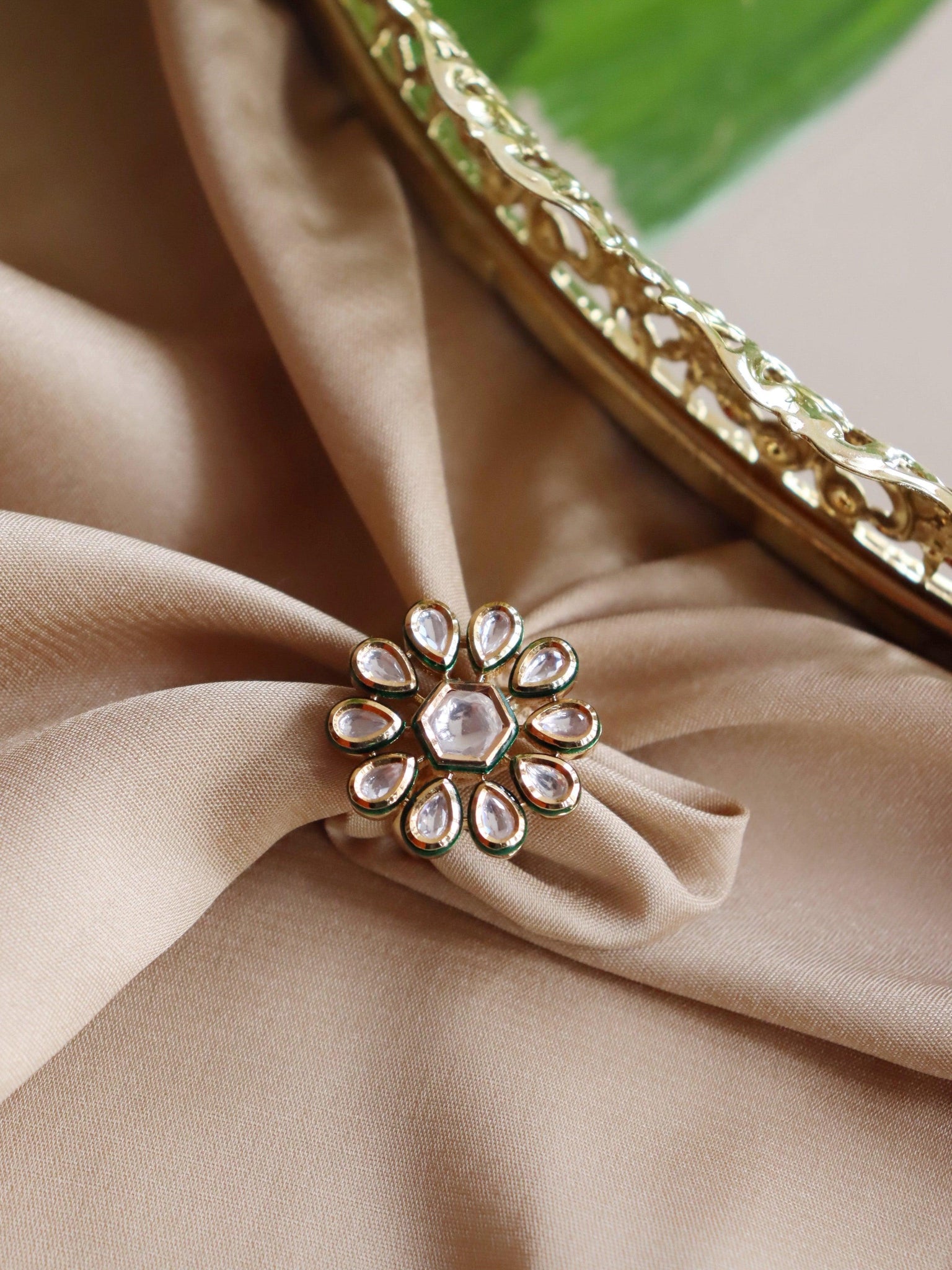 The Bridal Edit - Floral Uncut Kundan Ring 