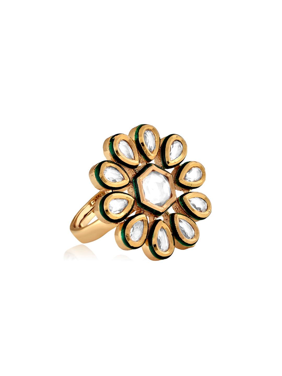 The Bridal Edit - Floral Uncut Kundan Ring 