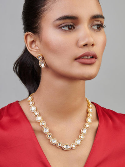 Meira Polki Kundan Stone Necklace Set 