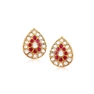 Meira Ruby Red  Jadau Drop Necklace Set 