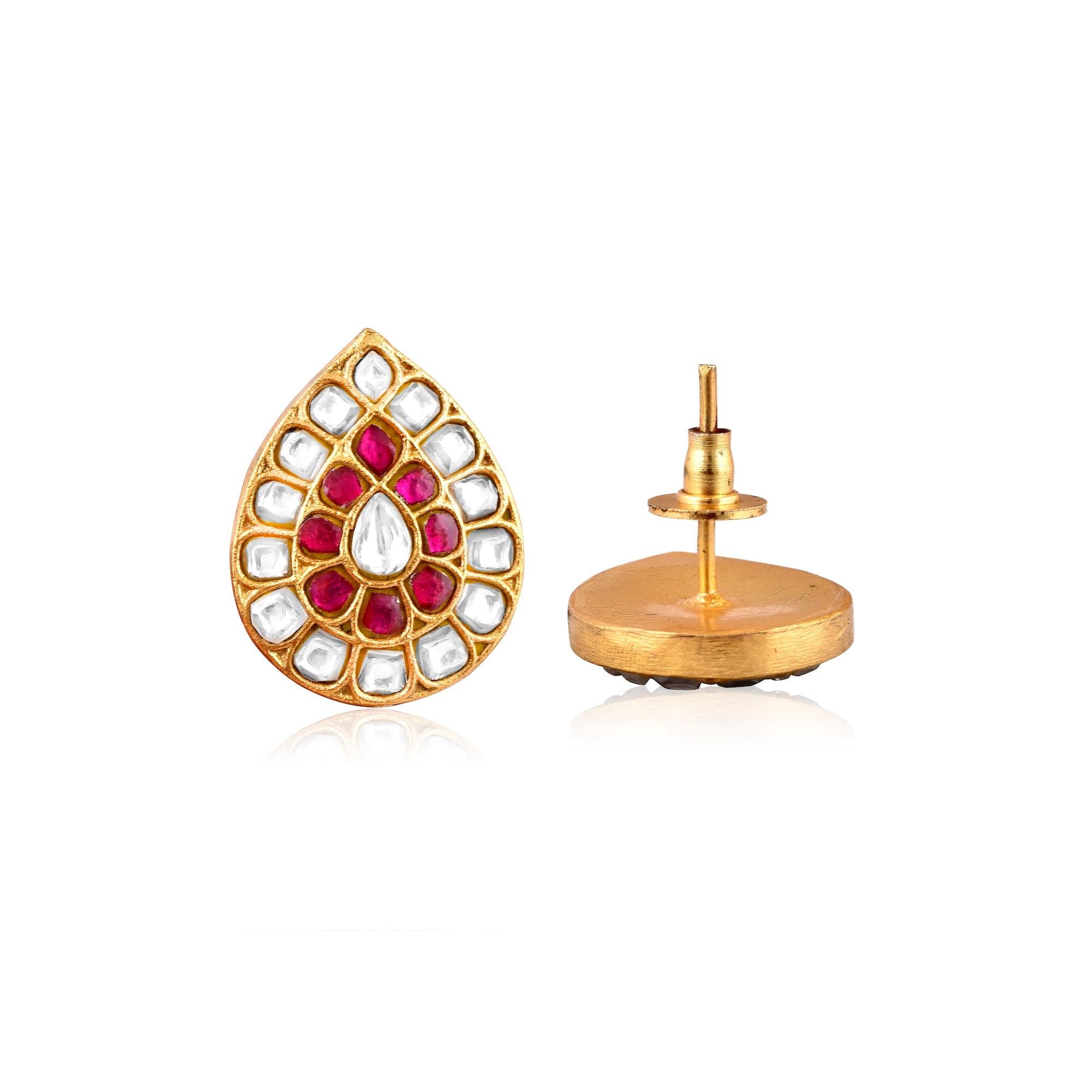 Meira Ruby Red  Jadau Drop Necklace Set 