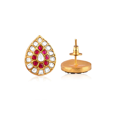 Meira Ruby Red  Jadau Drop Necklace Set 