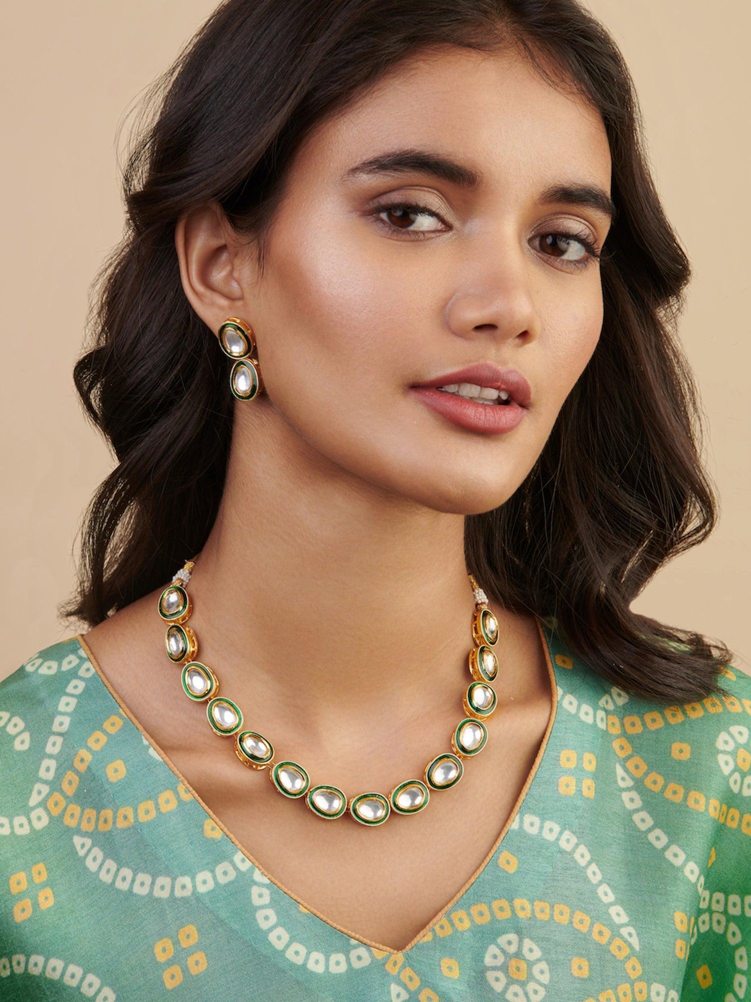  Meira Green Enamel Kundan String