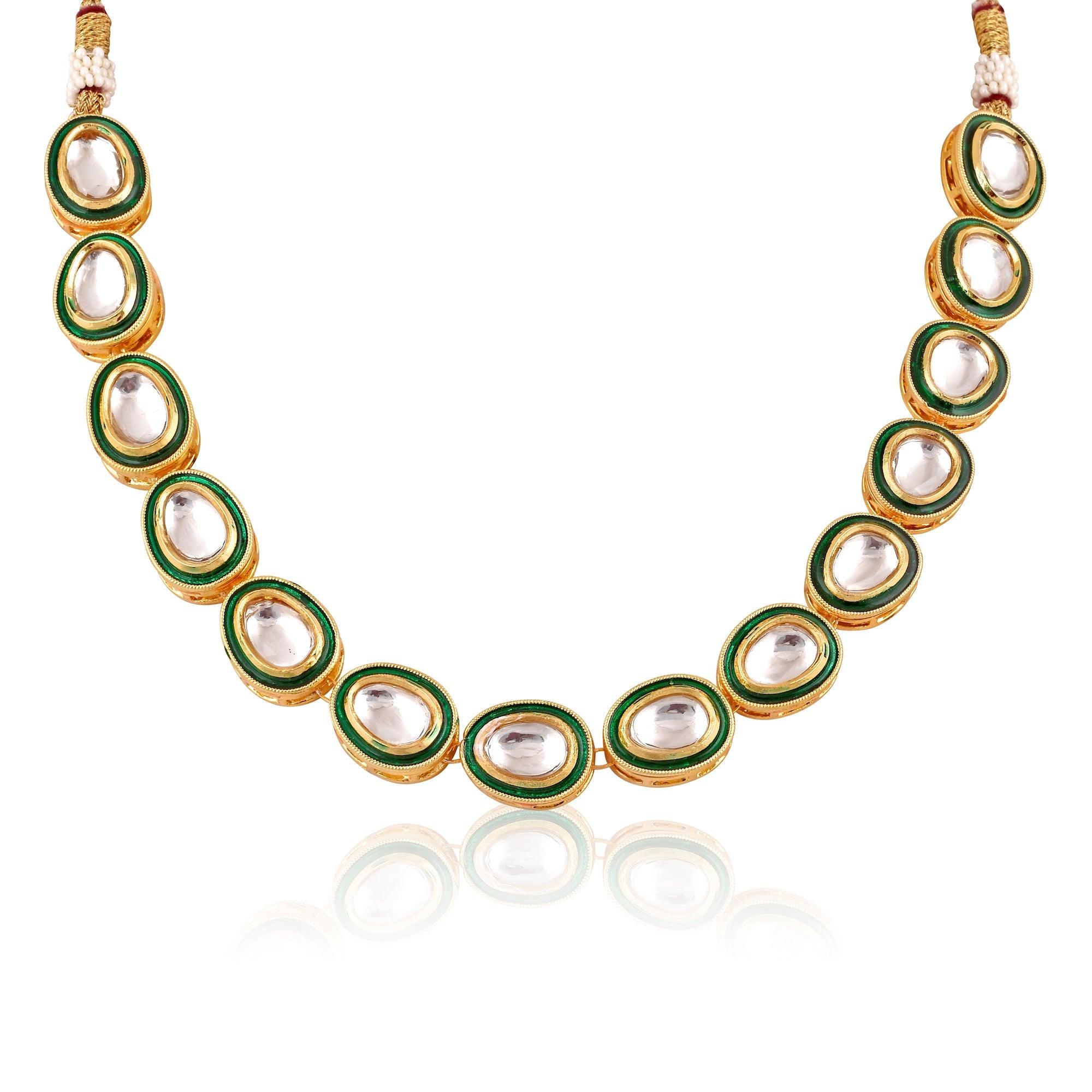 Meira Green Enamel Kundan String 