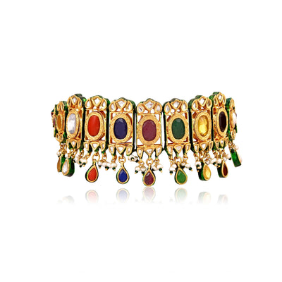 Meira Navratna Stone Necklace Set 