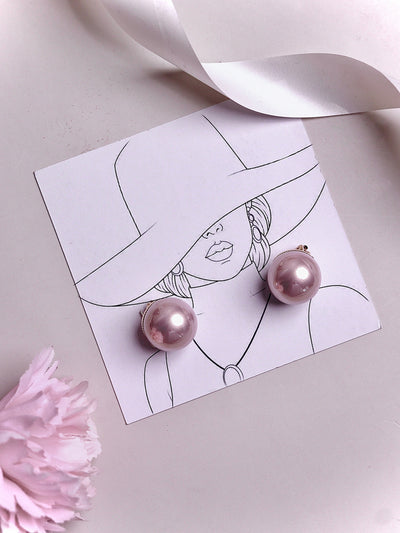 The Pearl Story - 20 mm Purple Shell Pearl Statement Studs 