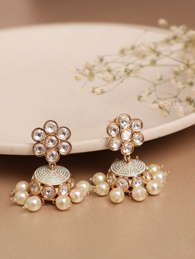 Kundan Earrings for Wedding- White | FashionCrab.com