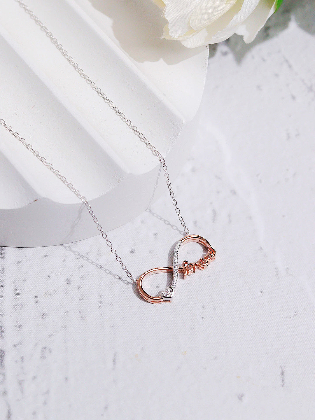 925 Silver Rose Gold Plated Hope Pendant Necklace 
